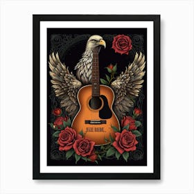 Eagle And Roses Art Print