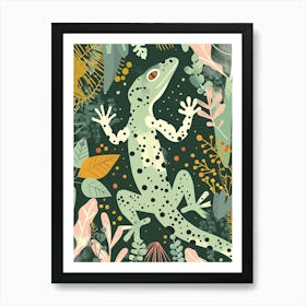 Forest Green Moorish Gecko Abstract Modern Illustration 4 Art Print