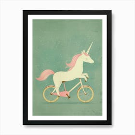 Pastel Storybook Style Unicorn On A Bike 2 Art Print