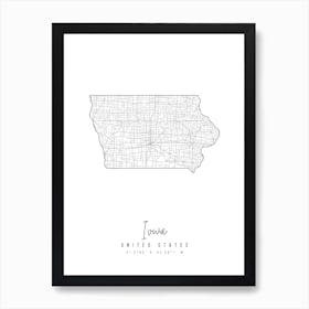 Iowa Minimal Street Map Art Print