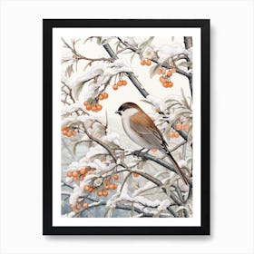 Winter Bird Painting House Sparrow 4 Art Print