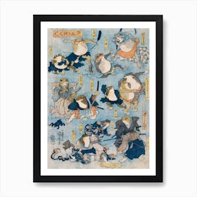 Famous Heroes Played By Frogs; Utagawa Kuniyoshi Art Print