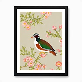 Wood Duck William Morris Style Bird Art Print