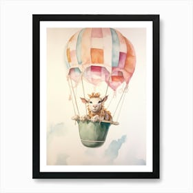 Baby Goat 2 In A Hot Air Balloon Art Print