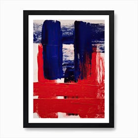 Blue And Red Brush Strokes Abstract 1 Art Print