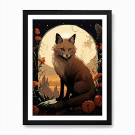 Blanfords Fox Moon Illustration 2 Art Print