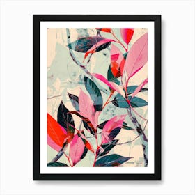 Pink Leaves 4 Art Print