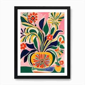 Colorful Abstract Flowers In A Vase Art Print