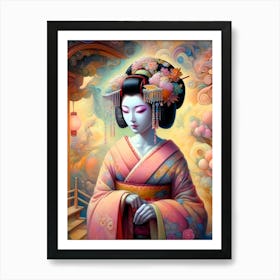 Japan Traditional Geisha Illustration By Ad 1 Art Print