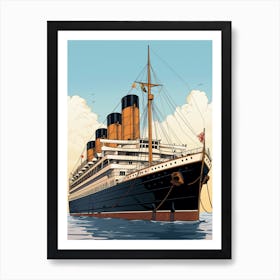 Titanic Ship Sketch Illustration 4 Art Print