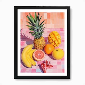 Pink Breakfast Food Fruit Salad 4 Art Print
