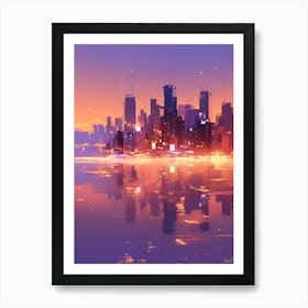 Cityscape At Dusk Art Print