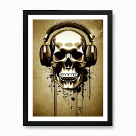 Skull With Headphones 133 Art Print