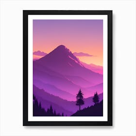 Misty Mountains Vertical Composition In Purple Tone 12 Art Print