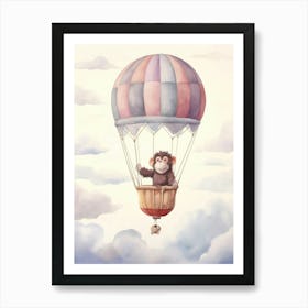 Baby Baboon In A Hot Air Balloon Art Print