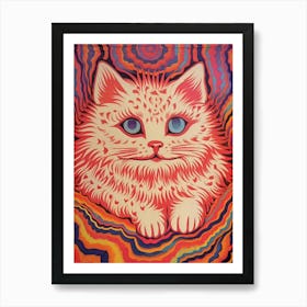 Louis Wain, Kaleidoscope Cat Pink 2 Art Print