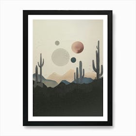 Desert Mountains Minimalist Boho Silhouette Paper Moon Art Art Print