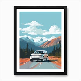 A Range Rover Car In Icefields Parkway Flat Illustration 3 Art Print