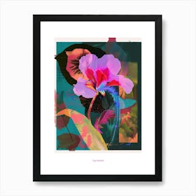 Cyclamen 3 Neon Flower Collage Poster Art Print