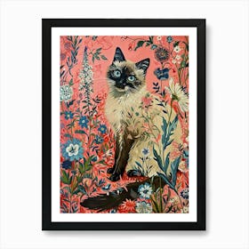 Floral Animal Painting Cat 2 Poster