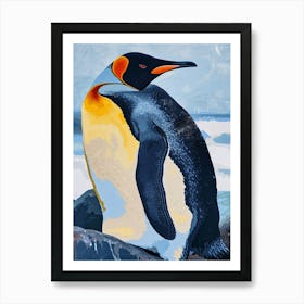 King Penguin Bartolom Island Colour Block Painting 2 Art Print