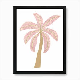 Palm In Pink Summer Beach Illustration Art Print