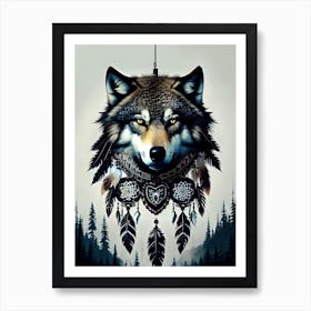 Wolf Dream Catcher 1 Art Print