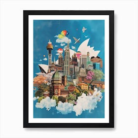 Sydney   Retro Collage Style 1 Art Print