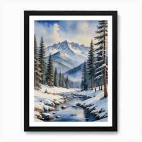 Icy Winter In The Mountains Art Print