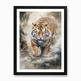 Tiger Art In Chinese Brush Painting Style 1 Art Print