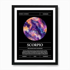 Tourmaline Crystal Gem, Scorpio Zodiac Sign Art Print