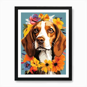 Beagle Portrait With A Flower Crown, Matisse Painting Style 4 Art Print