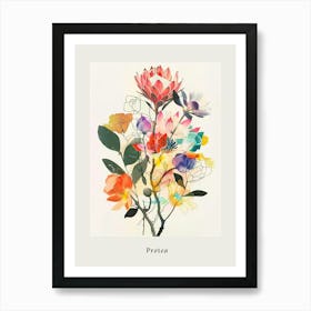 Protea 1 Collage Flower Bouquet Poster Art Print