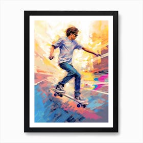 Skateboarding In Dubai, United Arab Emirates Drawing 4 Art Print