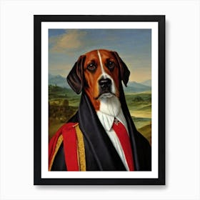 American English Coonhound 3 Renaissance Portrait Oil Painting Art Print