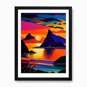 Geometric Bay Sunset Art Print