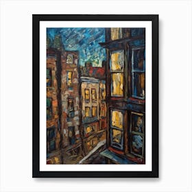 Window View Of San Francisco In The Style Of Expressionism 1 Art Print