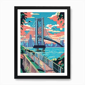 George Washington Bridge New Jersey Colourful 1 Art Print