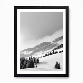 Bormio, Italy Black And White Skiing Poster Art Print