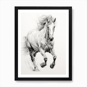 A Horse Painting In The Style Of Hatching And Cross Hatching 2 Art Print