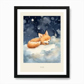 Baby Fox 7 Sleeping In The Clouds Nursery Poster Art Print