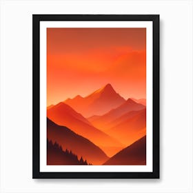 Misty Mountains Vertical Composition In Orange Tone 344 Art Print