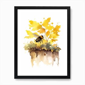 Bumble Bee Beehive Watercolour Illustration 3 Art Print