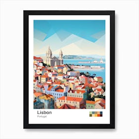 Lisbon, Portugal, Geometric Illustration 1 Poster Art Print