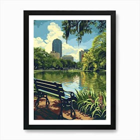 City Park Retro Pop Art 3 Art Print