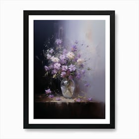 Purple Flowers In A Vase Poster