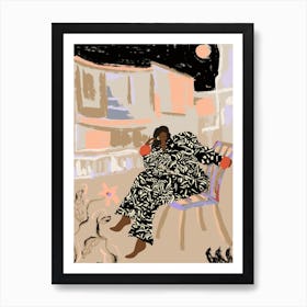 Lady Under The Moon Art Print