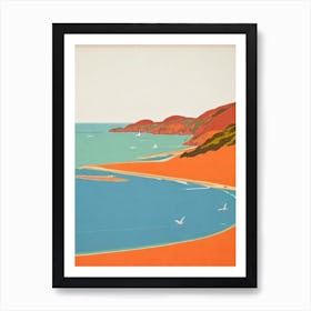 Blackpool Sands Devon Midcentury Art Print