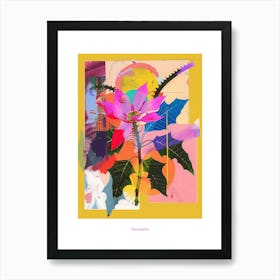 Poinsettia 1 Neon Flower Collage Poster Art Print