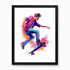 Skateboarding In Stockholm, Sweden Gradient Illustration 2 Art Print